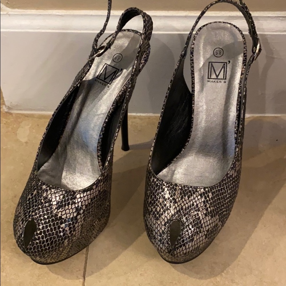 Makers snake print high heels